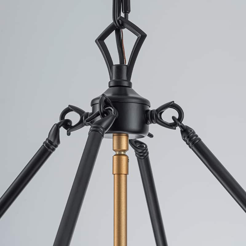 4 - Light Farmhouse Lantern Glass Drum Chandelier for Entryway