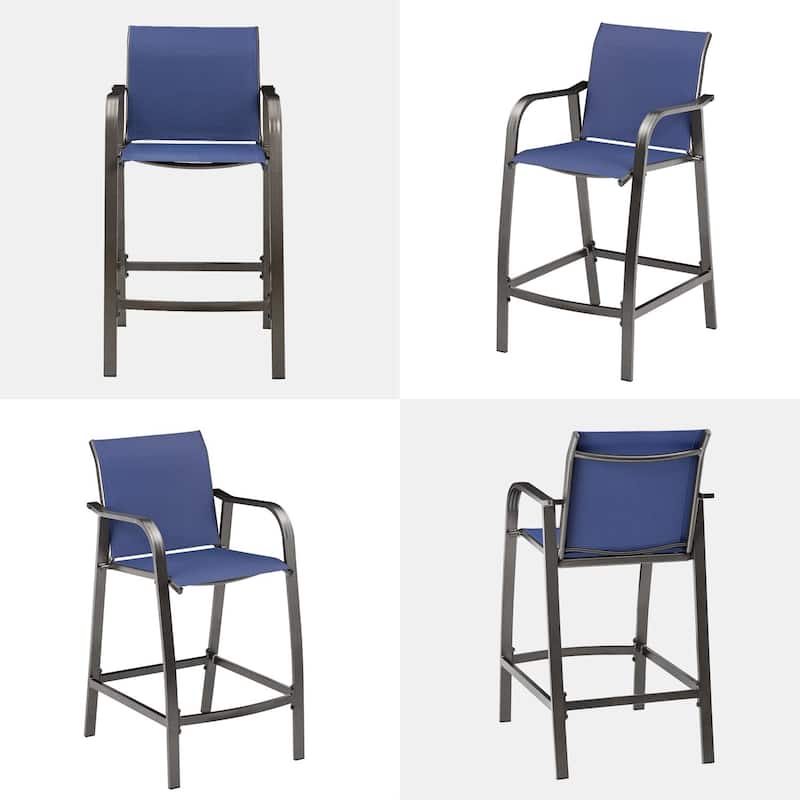 VredHom Outdoor Aluminum Bar Stool Set Patio Bar Chairs (Set of 2) - 21.7" W x 25.6" D x 43.7" H