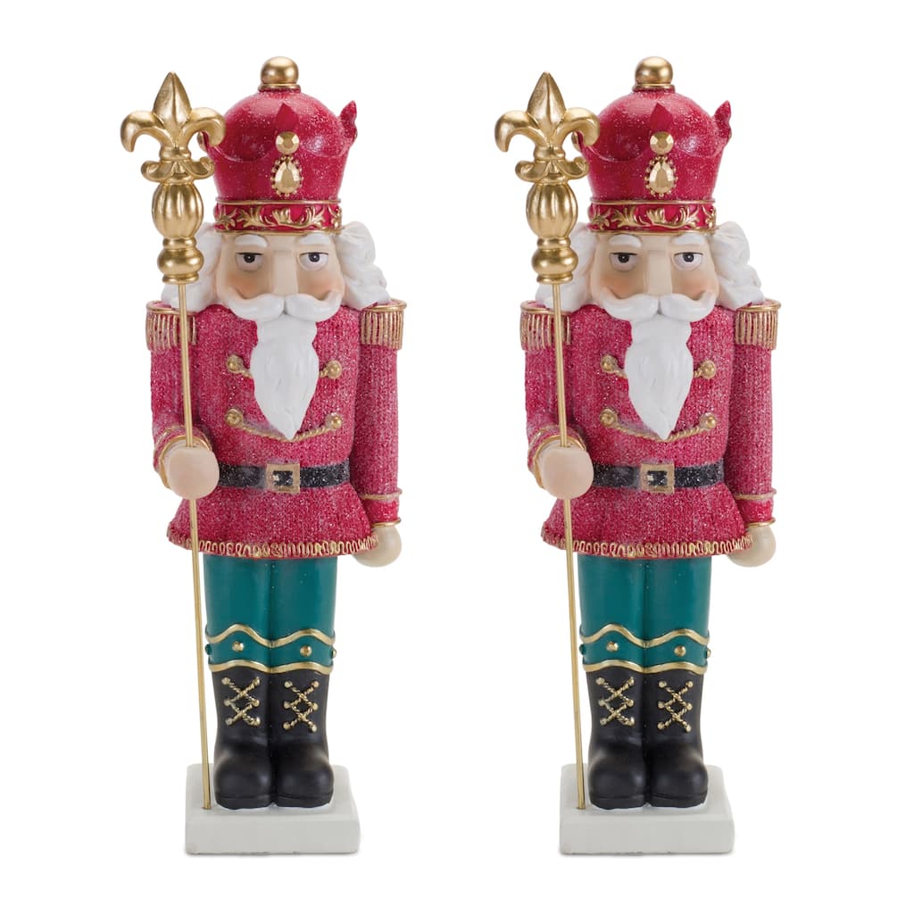 Set of 2 Nutcracker Figures 12.75 Inches Resin Christmas Decor - 4.25” x 4.5” x 12.75”