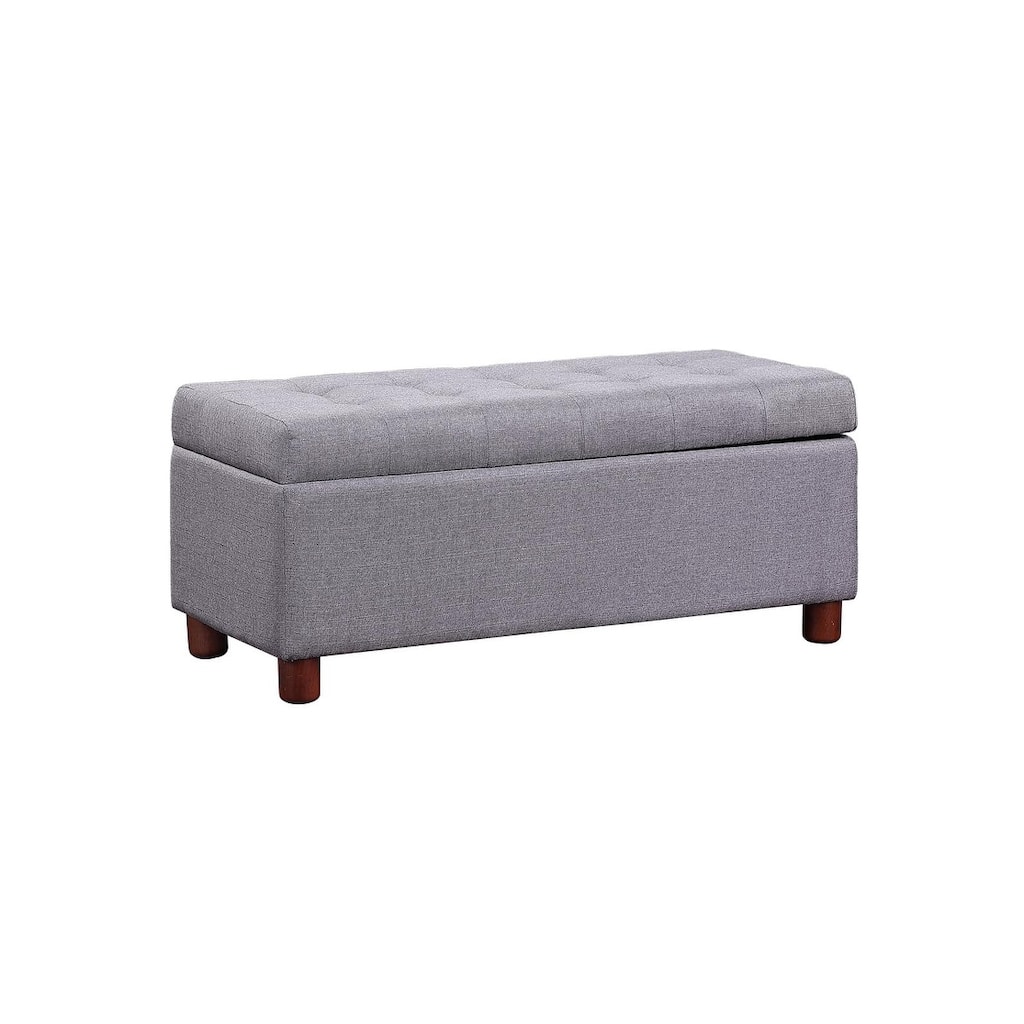 39'' Storage Bench Tufted Linen Fabric Ottoman Storage Bench