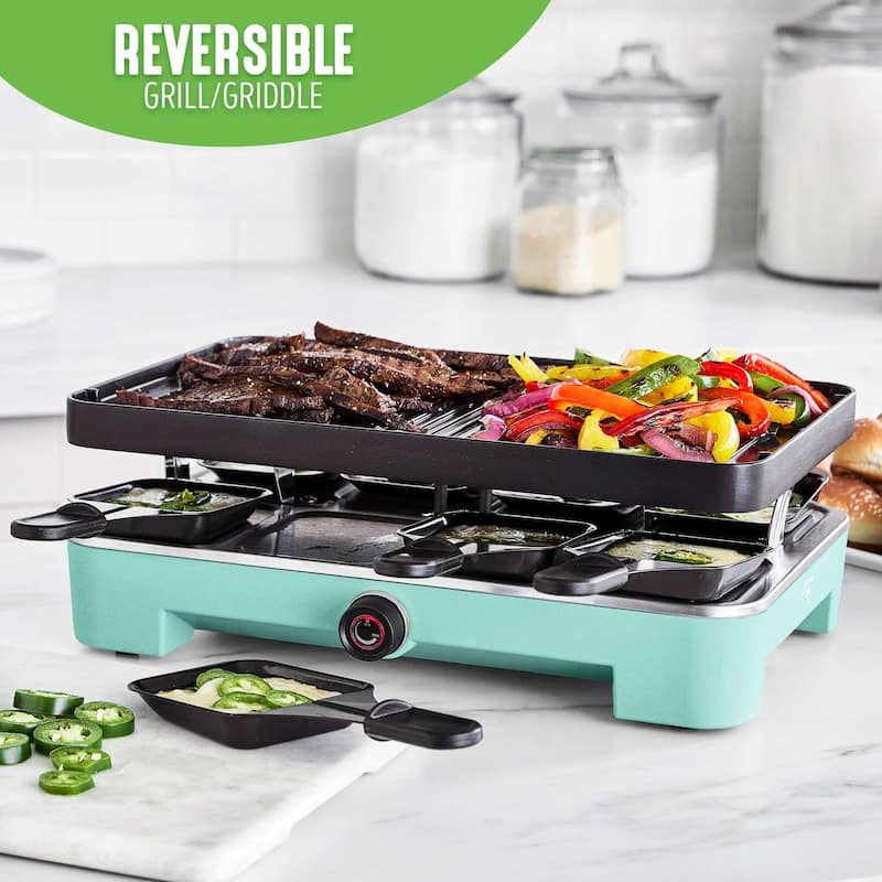 GreenLife Raclette Indoor Tabletop Grill, 2-in-1 Grill and Griddle