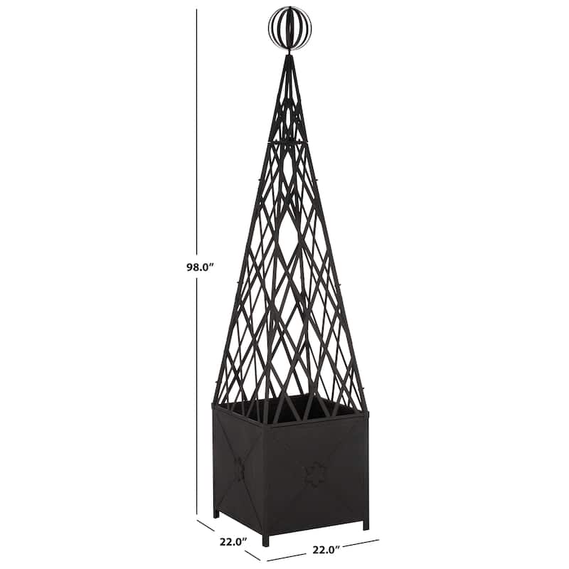 SAFAVIEH Outdoor Patio Furniture Caledonia Trellis Planter - 22"W x 22"D x 98"H