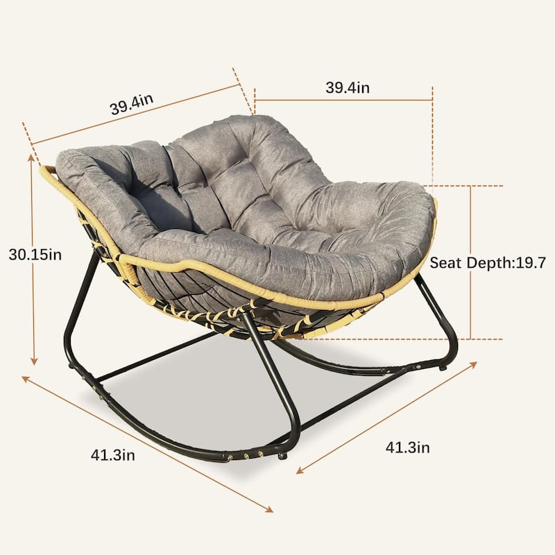 Outdoor Rocking Chair, Patio Egg Rocking Chair, Indoor Papasan Chair, Rattan Wicker Lounge Chair, Modern Royal Chair
