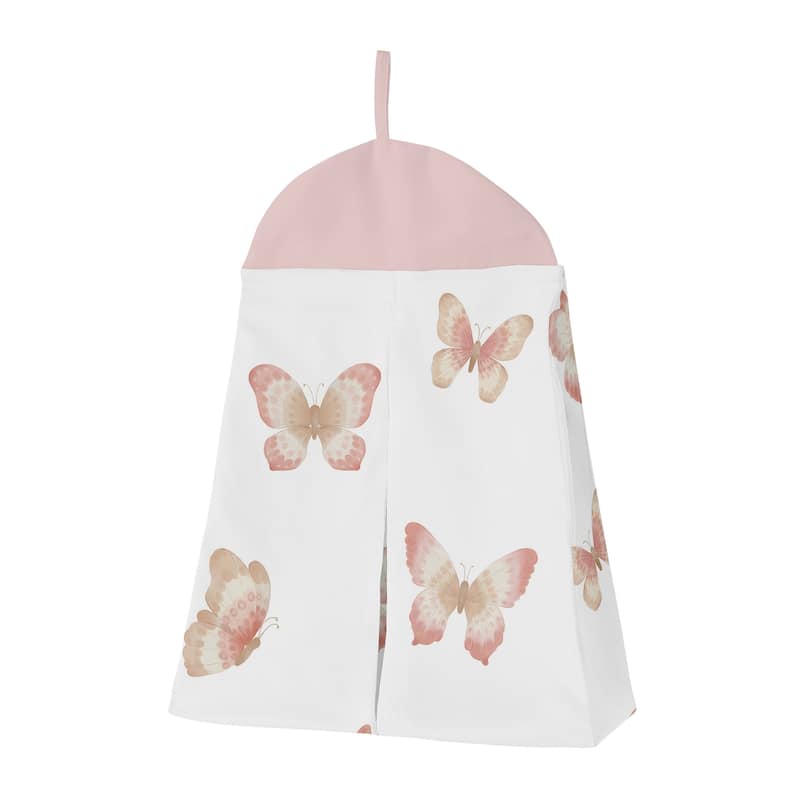 Sweet Jojo Designs Pink Taupe Boho Butterfly Girl 4p Nursery Crib Bedding Set Ivory Tan Bohemian Shabby Chic Watercolor Fringe