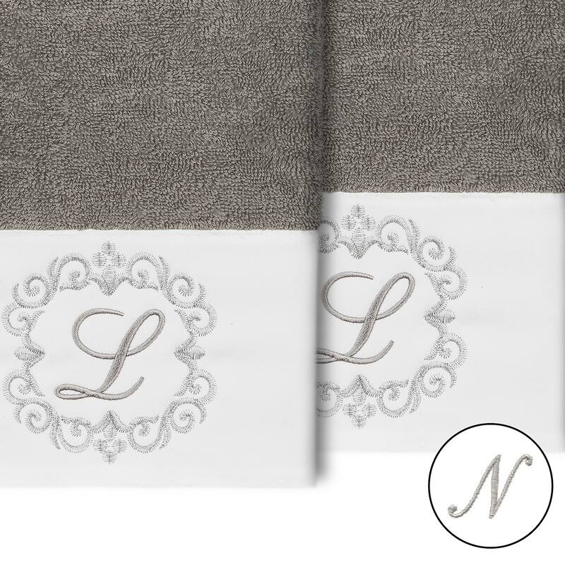 Authentic Hotel and Spa 100% Turkish Cotton Monica 2PC Embellished Hand Towel Set