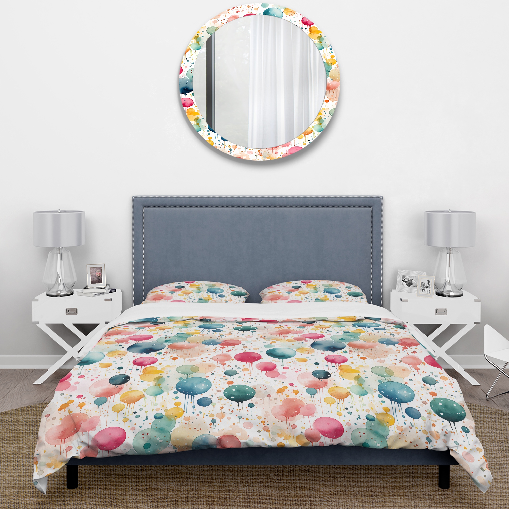 Designart Watercolor Dreams Polka Dots Pattern Pink Modern Bedding Set With Shams Bed Bath Beyond 39522445
