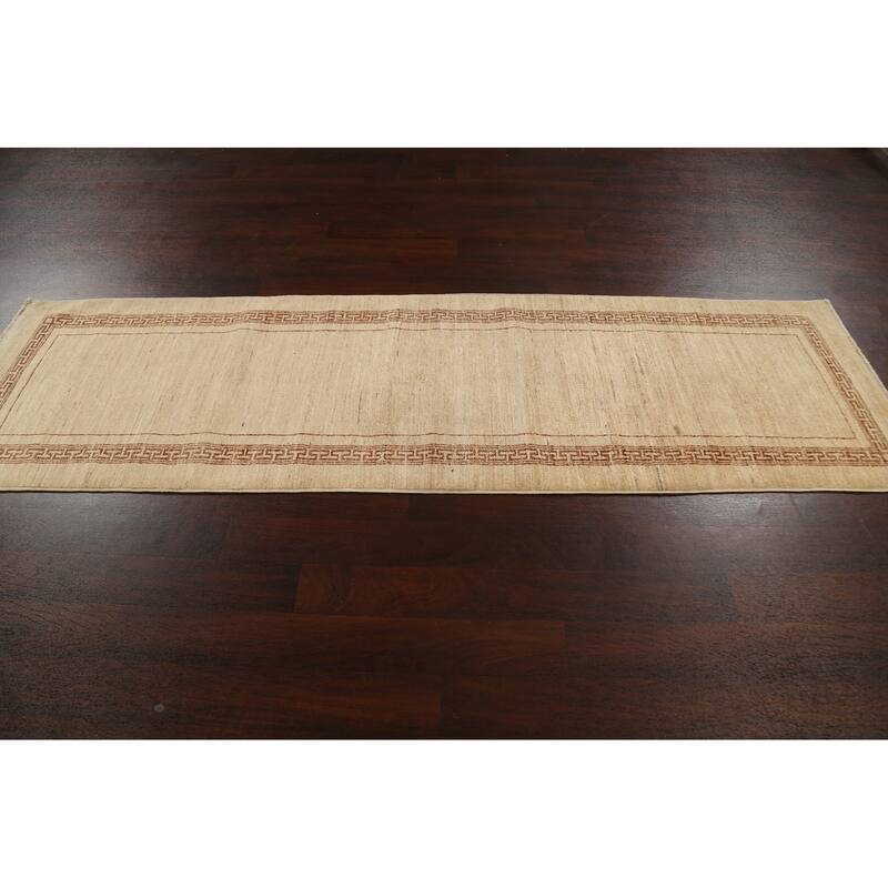 Bordered Gabbeh Kashkoli Oriental Wool Runner Rug Hand-knotted Carpet - 2'8" x 9'2"