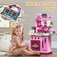 preview thumbnail 3 of 7, Qaba Play Kitchen, Kids Kitchen Playset, Toy Kitchen with Lights, Sounds, 33 Accessories, Interactive Playset for 3-6 Years