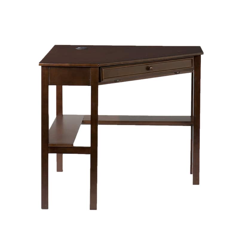 HomeRoots Espresso Corner Computer Desk