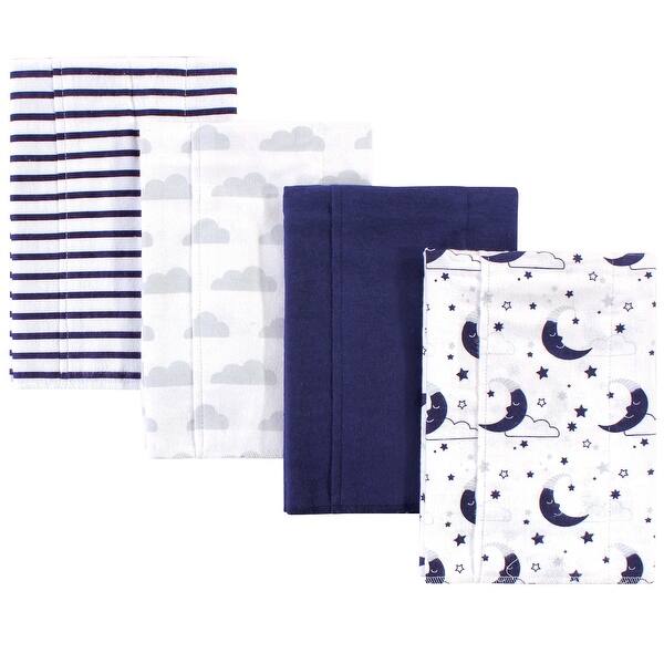 slide 1 of 1, Hudson Baby Infant Cotton Flannel Burp Cloths 4pk, Moon, One Size - Moon - One Size One Size - Moon