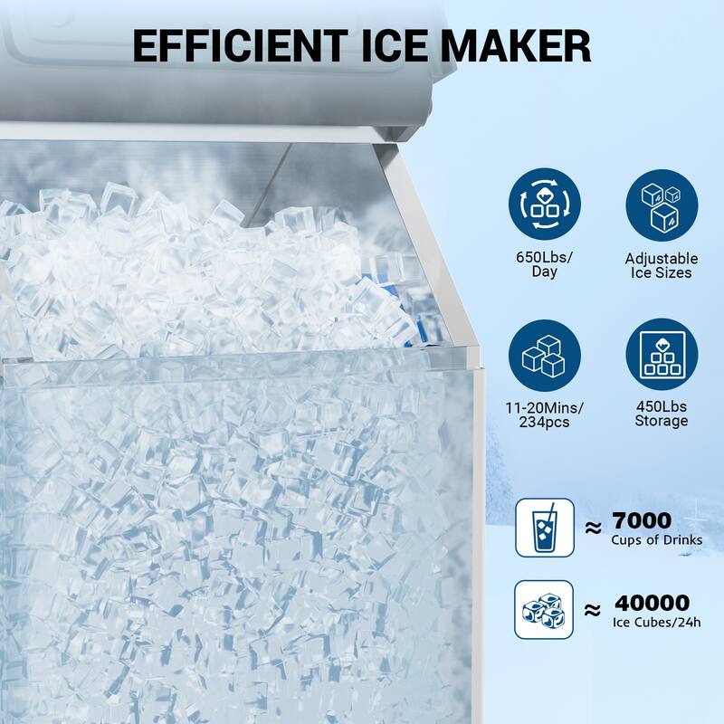 Commercial Ice Machine Industrial 550LBS/1 Day Ice Maker with 350 Storage Bin