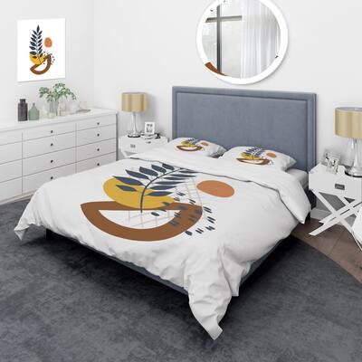 Designart 'Elementary Shapes With Abstract Leaves' Modern Duvet Cover Set
