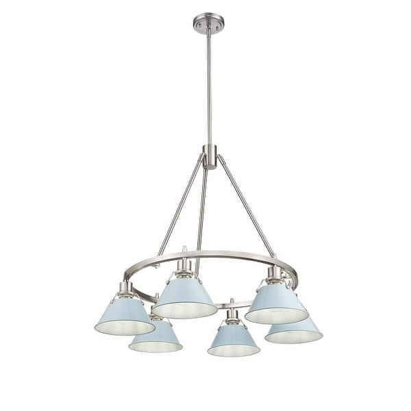 slide 1 of 1, Orwell 6-Light Chandelier in Pewter with Dusky Blue - Silver