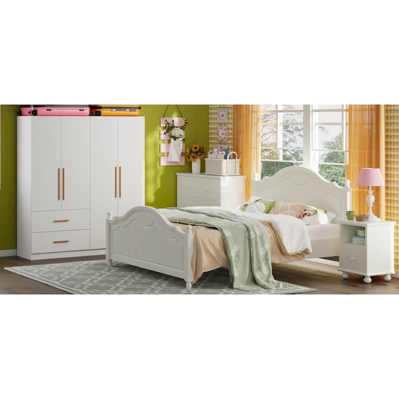 63" Wide Large Freestanding Armoire Wardrobe Cabinet with Drawers - White