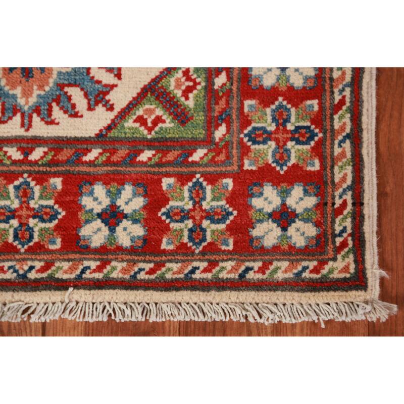 Ivory Kazak Oriental Foyer Rug Handmade Wool Carpet - 2'0"x 3'0"
