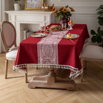 High Quality Washable Cotton Linen tablecloths, Wrinkle Resistant Washable Dining Room Table Cloths for Rectangle Tables