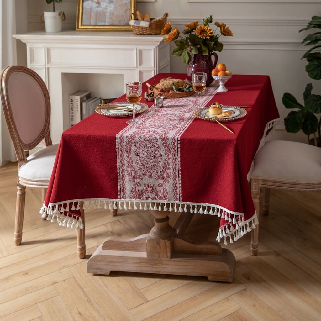 High Quality Washable Cotton Linen tablecloths, Wrinkle Resistant Washable Dining Room Table Cloths for Rectangle Tables