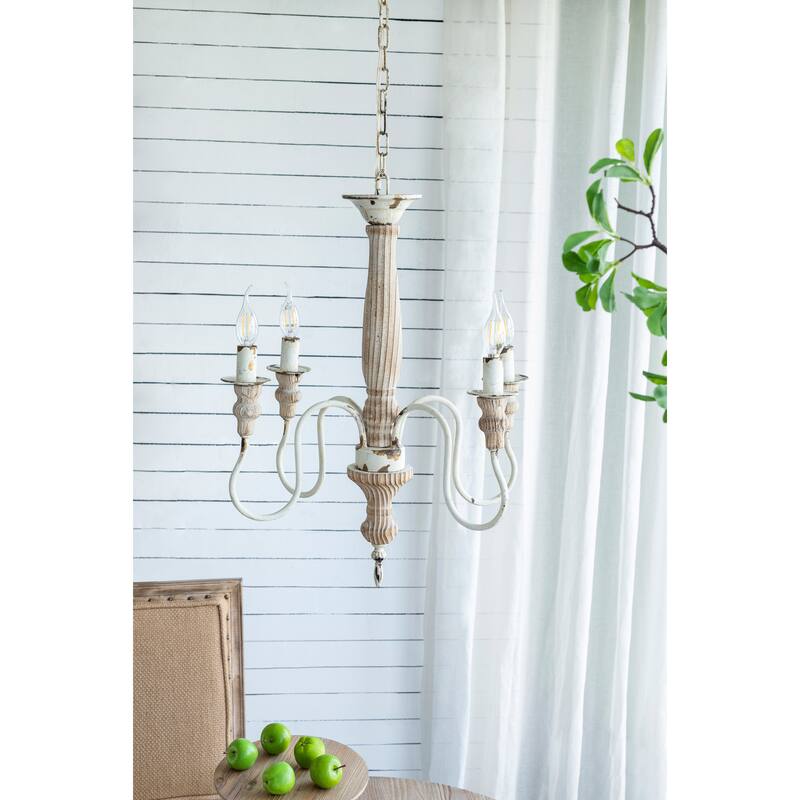Elegant Wooden Chandelier for Kitchen Island, Candle Hanging Pendant Light Fixtures, Living Room Ceiling Lighting Fixture