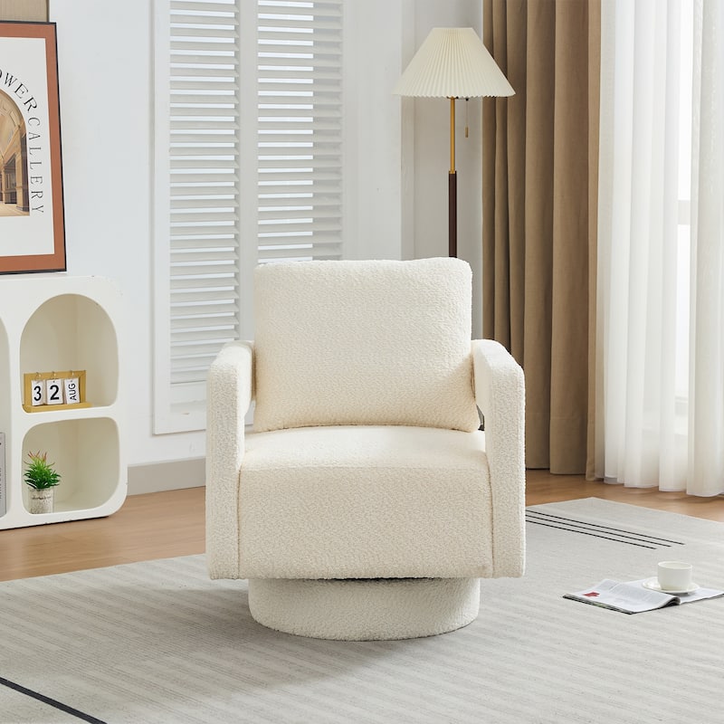 Homy Casa Modern Swivel Accent Chair Open Base, 360 Rotation Boucle