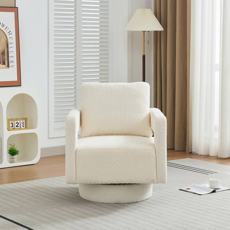 Modern Swivel Accent Chair with Open Back and Removable Cushion