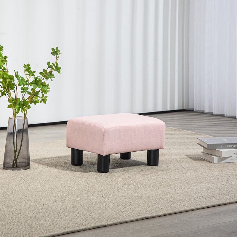 16" Cube Modern Linen Footrest Ottoman
