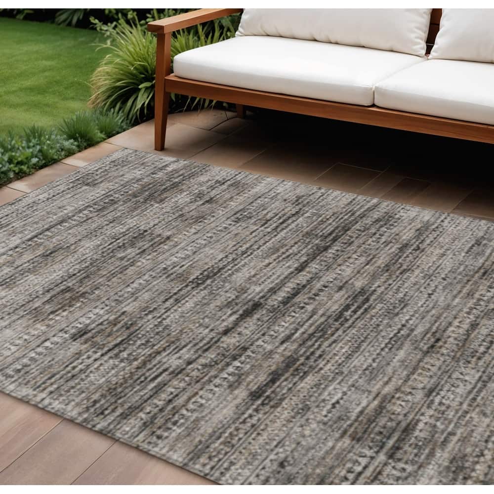 HomeRoots Striped Transitional Rectangle Outdoor Rug