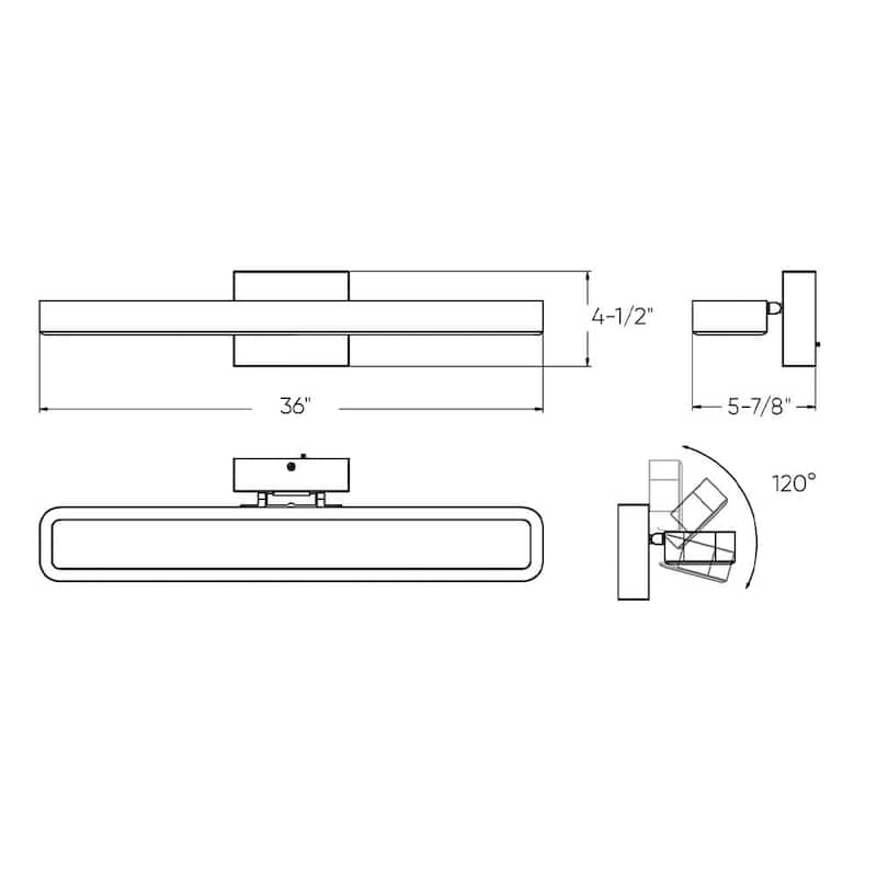 Aria 36 Inch Rectangular Swivel Vanity Wall Sconce
