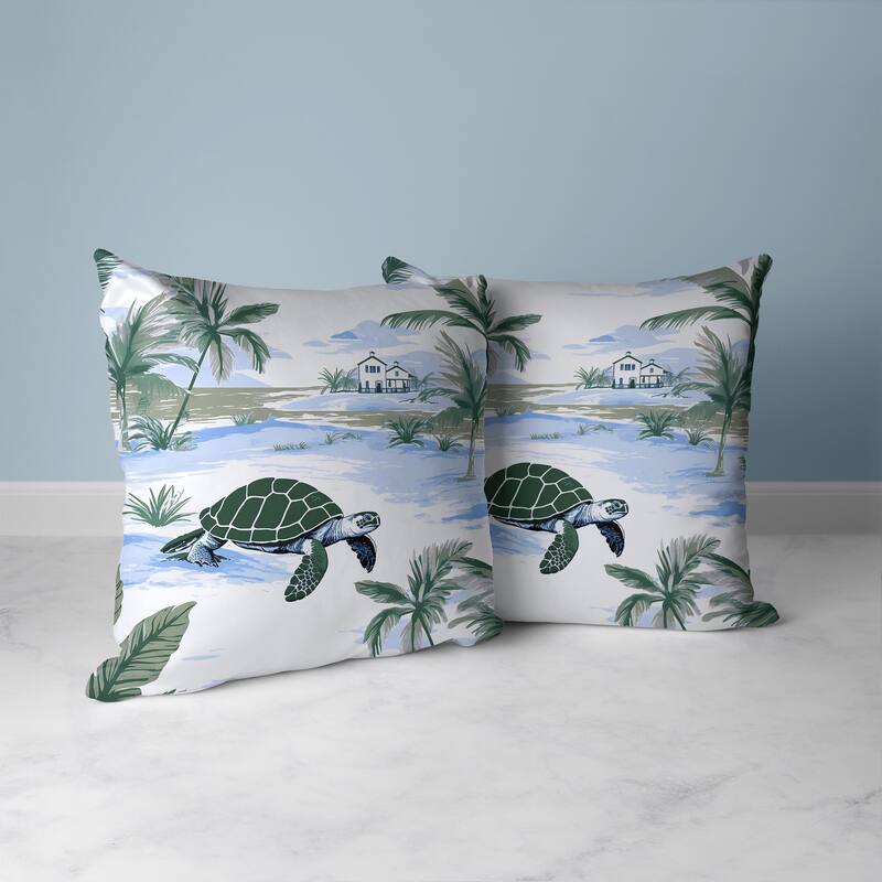 Sandy Shores Turtle Faux Suede Reversible Throw Pillow Green and Blue