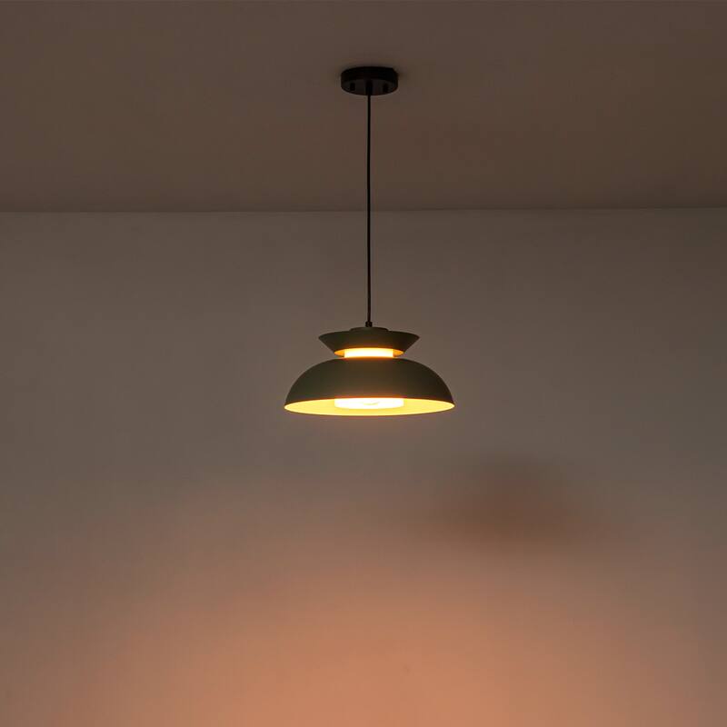 1-Light Modern Green Bowl Dome Pendant Light - 13.78 - 13.78