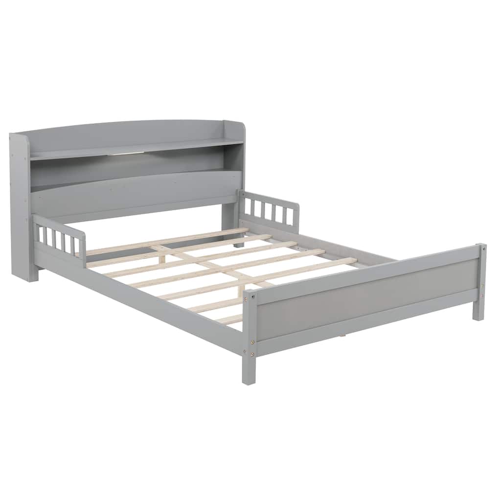 Full Bed with Bookcase Headboard and LED Light