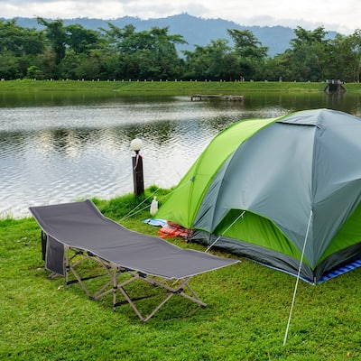 Folding Camping Cot with Heavy Duty Steel Frame and Durable Oxford Fabric Portable Bed with Storage Bag and Carry Bag