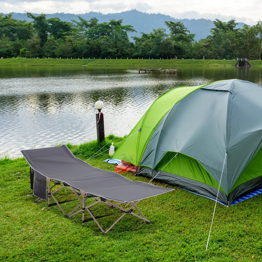Folding Camping Cot with Heavy Duty Steel Frame and Durable Oxford Fabric Portable Bed with Storage Bag and Carry Bag