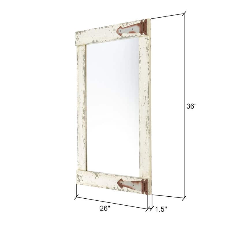 Serenad Farmhouse Distressed White Wall Mirror