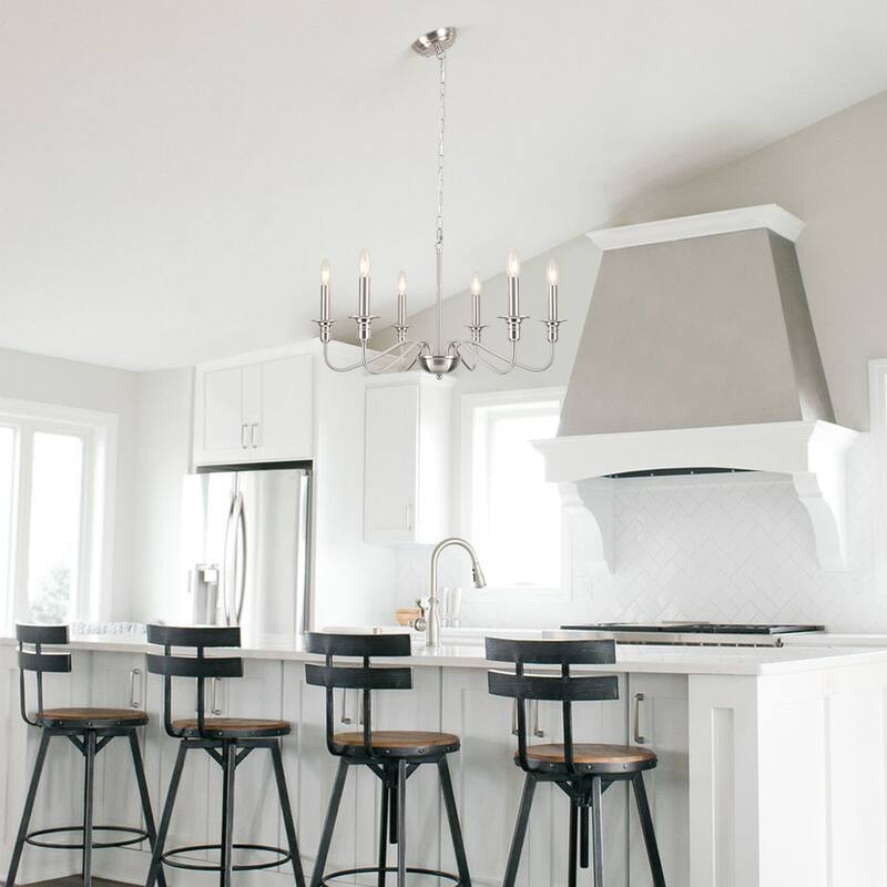 6-Light W25.59" x H72.8" Rustic Dining Area Chandelier for Kitchen