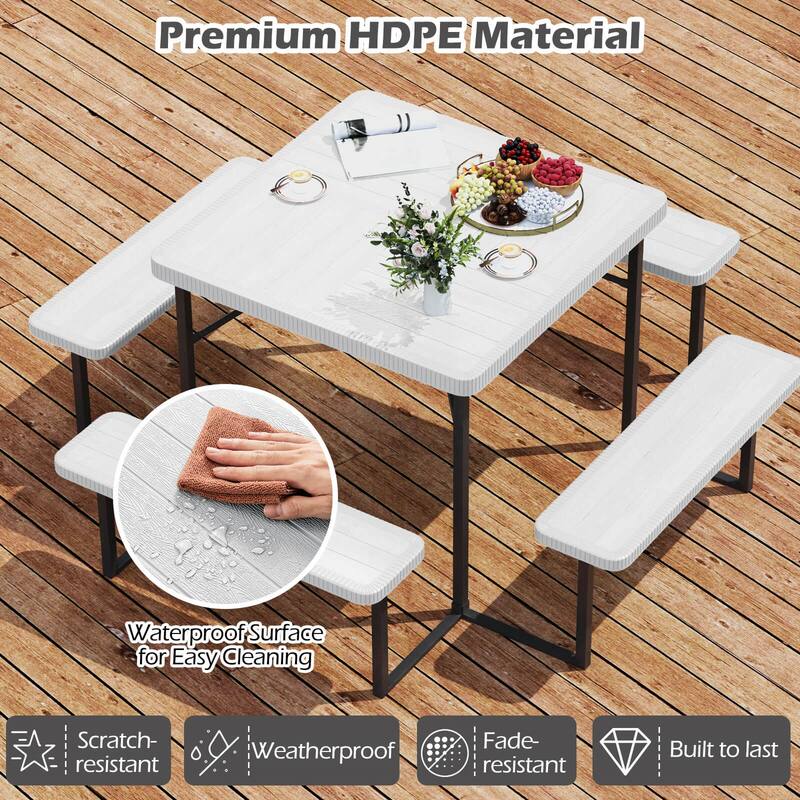 Costway Picnic Table Bench Set for 4-8 People with Umbrella Hole - See Details