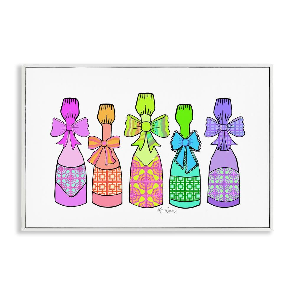 Stupell Patterned Drink Bottles Framed Giclee Art Design By Katie Conley