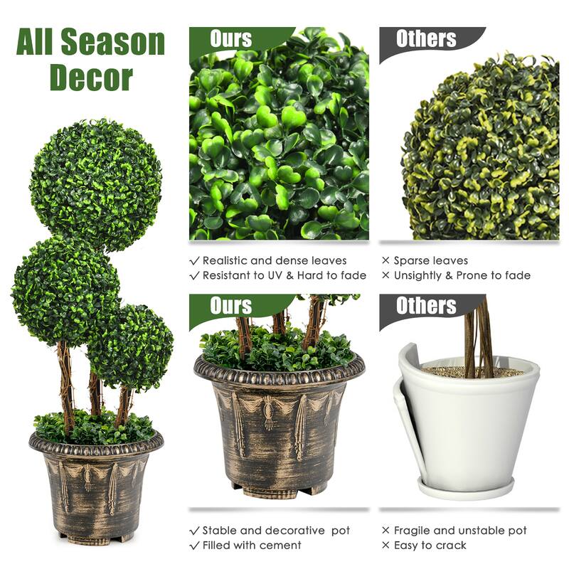 Costway 30'' Artificial Topiary Triple Ball Tree Indoor Outdoor UV - See Details
