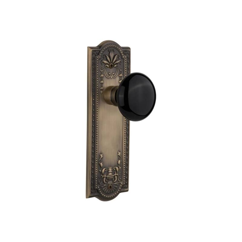 Nostalgic Warehouse Black Porcelain Solid Brass Dummy Door Knob Set