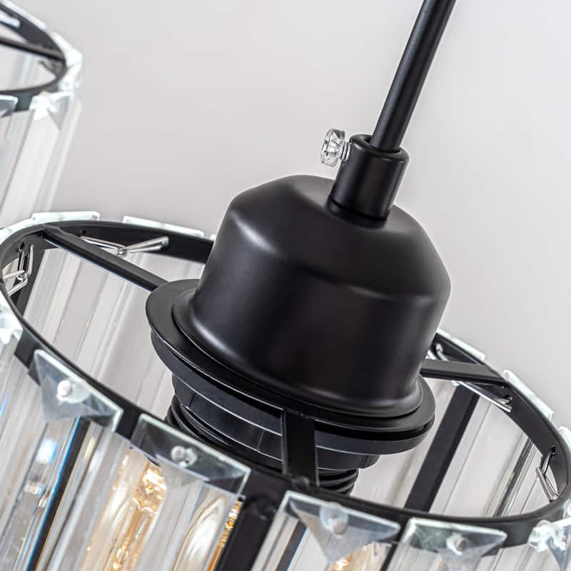 Starsky 5-Light 32in. Modern Crystal Linear Chandelier Cluster Cylinder Glass Kitchen Island Light