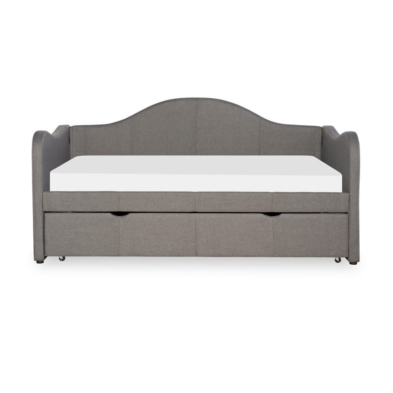 Linon Seraphina Grey Upholstered Daybed with Trundle