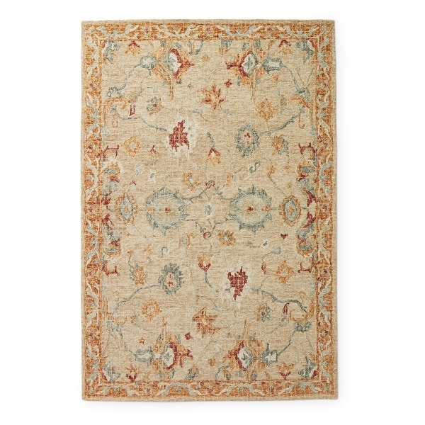 Alexander Home Megan Floral Hand-Hooked 100% Wool Area Rug - On