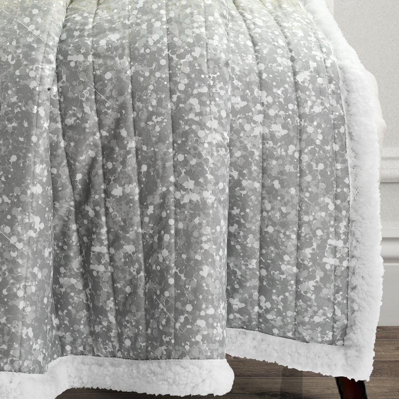 Lush Decor Glitter Ombre Metallic Print Sherpa Throw Blanket