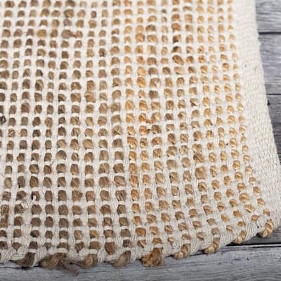 Jute And Cotton Woven Striped Runner Rug - 2.5′ x9'