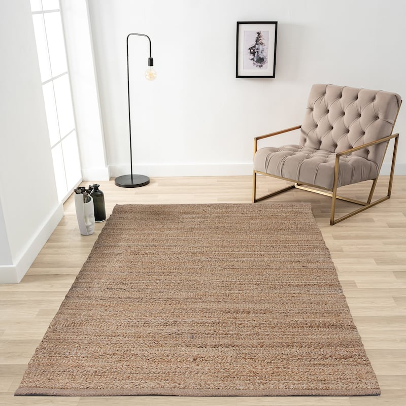 Sevita Organic Jute Geometric Area Rug, Tan and Gold