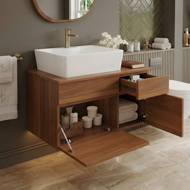 31.5 Inches Floating Single Small Bathroom Vanity with Sink