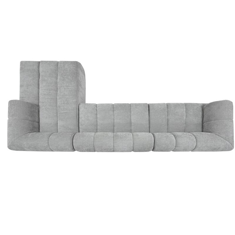 122" Modern L-Shaped Sectional Sofa, 2-Piece Set, Gray, Foam & Polyester