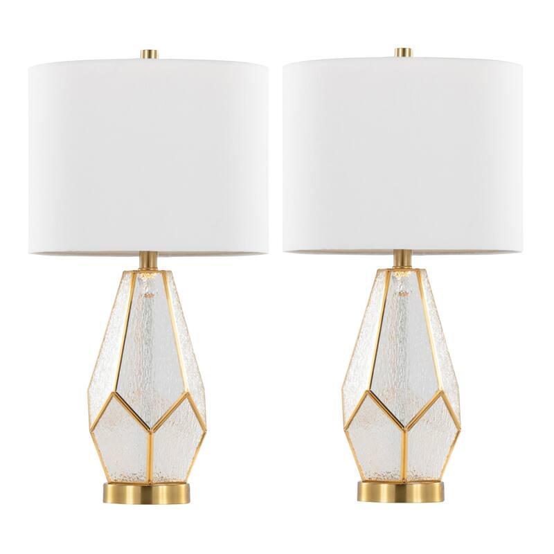 Geo Rain Glass 25" Table Lamp - Set of 2 - White