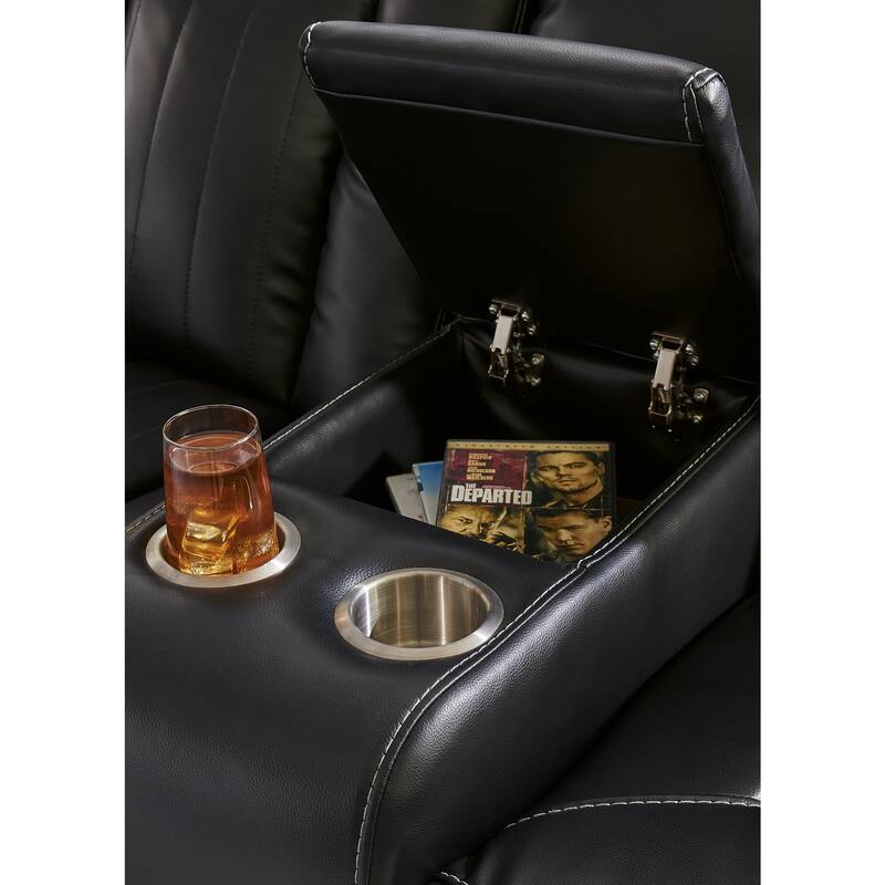 Signature Design by Ashley Caveman Den Midnight Power Reclining Loveseat with Console - 75" W x 42" D x 42" H