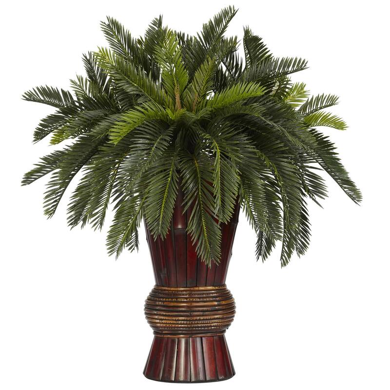 Silk Plant with Bamboo Vase - 29" Renaissance Romance Home Decor Accent - 2.42ft.