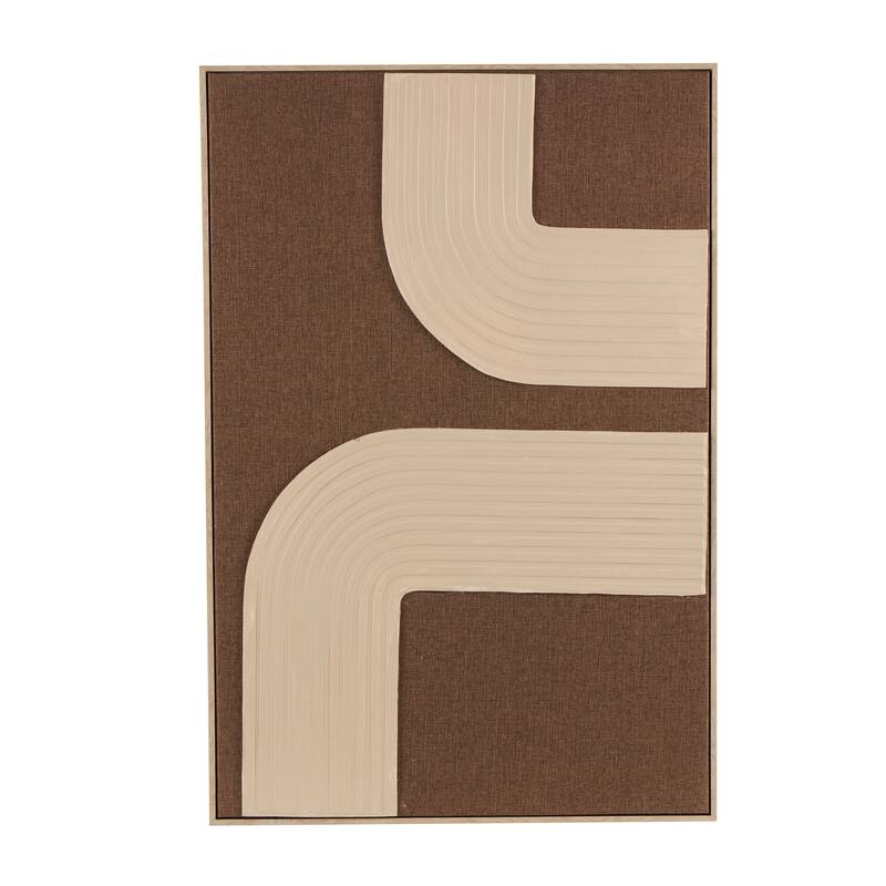Brown Polyester Geometric Framed Wall Art with Tan Layered Arches